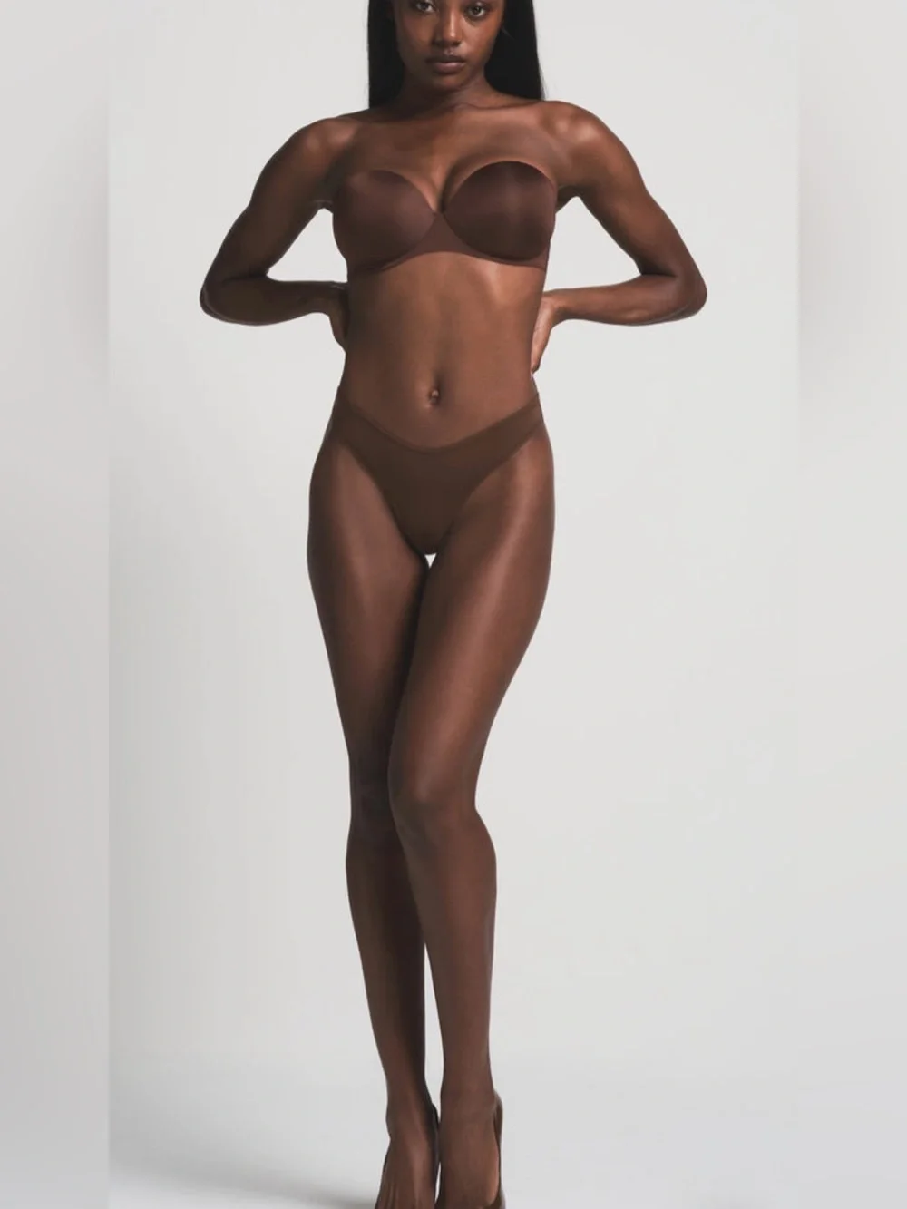 SKIMS Brown Padded Strap Bra